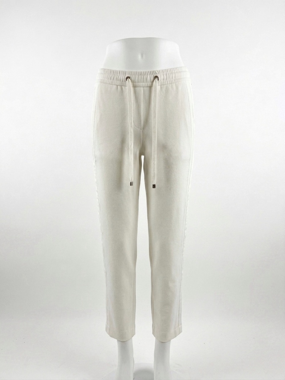 NEW ON WEBSITE! Marc Cain Cream Linen Blend Drawstring Tapered Pants Small